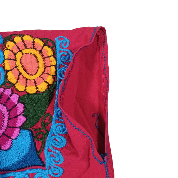Handmade Vintage Embroidered Floral Huipil Poncho Sleeveless Square Top - Picture 5 of 7